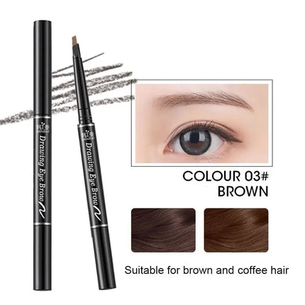 Rotatable Triangle Eye Brow Pen With Brush Eye Brow Pen Eyebrow Pencil Double Head Waterproof Long Lasting Eye Makeup Tool