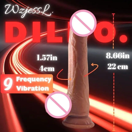 9" Thrusting Dildo Vibrator Sex Toys - Realistic Heated Liquid Silicone Dildo, Suction Cup Riding Moving Dildos for Vagina Anal