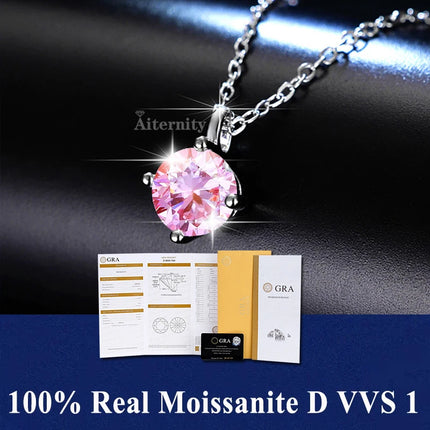 Classic 4 Prong Moissanite Pendant for Couple Men Women Wedding Jewelry Necklace D Color Lab Diamond Luxury Fine Jewelry