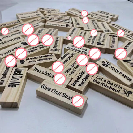English and French 48pcs Couple Flirting Building Block Game Stacking Tower Game Adult Party Entertainment Spanish SM Product