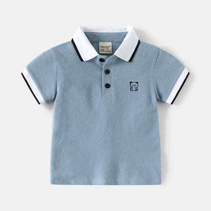 Children's short-sleeved T-shirt 2025 boys polo shirt baby half-sleeved embroidery top Korean version children's clothing