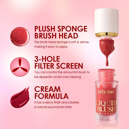 6 Color liquid powder blusher is durable and natural, easy to mix, light in texture, suitable for all skin colors, and suitabl