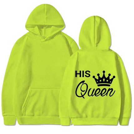 New Valentine's Day His Queen And Her King Printed Hoodies Men/Women Couple's Sweatshirts Casual Hoodie Personality Pullover