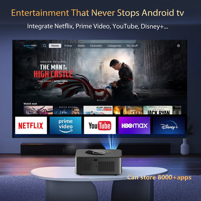 XIWBSY 25000 Lumens Android 4K LED Projector 800ANSI WiFi6 Bluetooth Projector Video Home Theater Auto Focus/Keystone Proyector