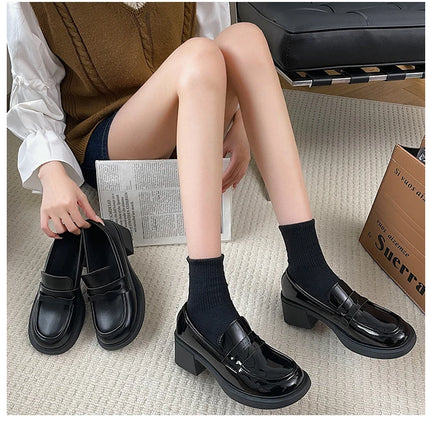 Bla Chunky Heel Mary Janes Women's oes Spring 2026 New High Heel Loers Retro Briti Sle Single oes Faionable Cas...