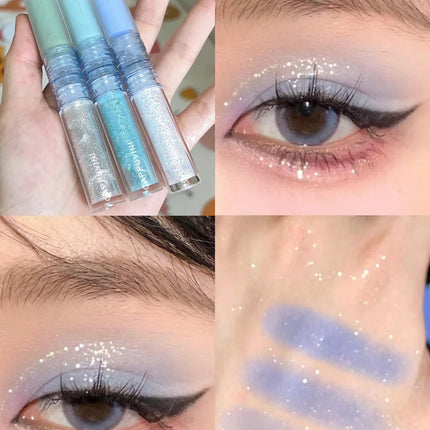 2 In 1 Double-head Glitter Liquid Eyeshadow Brightening Lightweight Waterproof Matte Blue-green Summer Lying Silkworm Eye Makeup