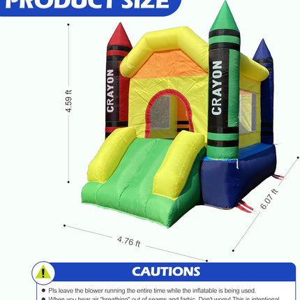 Mini Inflatable Bounce House with Blower Toddler Castle Kids Bouncy House with Slide, air Blower, Carrying Bag and Water Bag