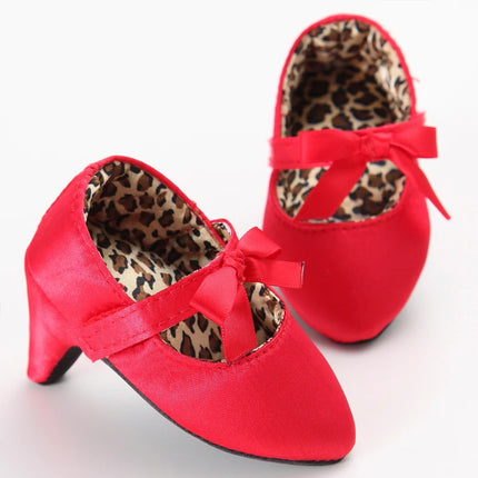 10CM/10.5CM Fashion Infant Newborn Baby Girl High Heels Shoes Princess Bow First Birthday Party Shoes Photo Props Shoes