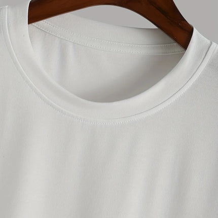 Men's Summer Casual Loose Size 100% Cotton Trendy American Flag Pattern Print Round Neck Short Sleeve T-shirt Top