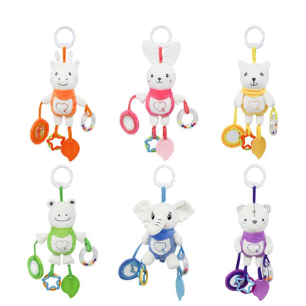 Plush Baby Stroller Pendant Wind Chime Soothing Bed Bell with Hanging Rattle Teether Toy for Newborn Gifts