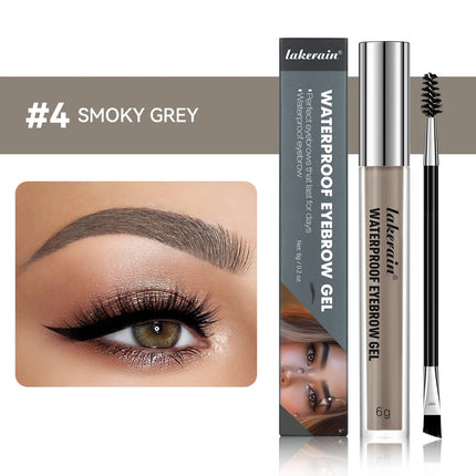 Lakerain 4 Colors Waterproof Eyebrow Gel for Long Lasting, Highly Tinted Liquid Eye Brow Makeup, Sweatproof Double Head Eyebrow