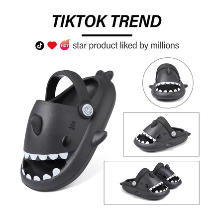 KIDMI Boys Girl Shark Slides Non-Slip Open Toe Cloud Sandals Cute Comfy Cushioned Thick Sole Slippers Cartoon Shower Slippers