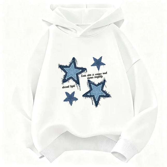 Streetwear Star Printed Hoodie Children's Sweatshirt Cute Hip Hop Hoody for Boys Girls Autumn Winter Casual Hoodies