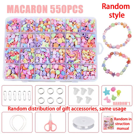 DIY Handmade Beaded Children's Toy Creative Loose Spacer Beads Crafts Making Bracelet Necklace Jewelry Kit Girl Toy Gift