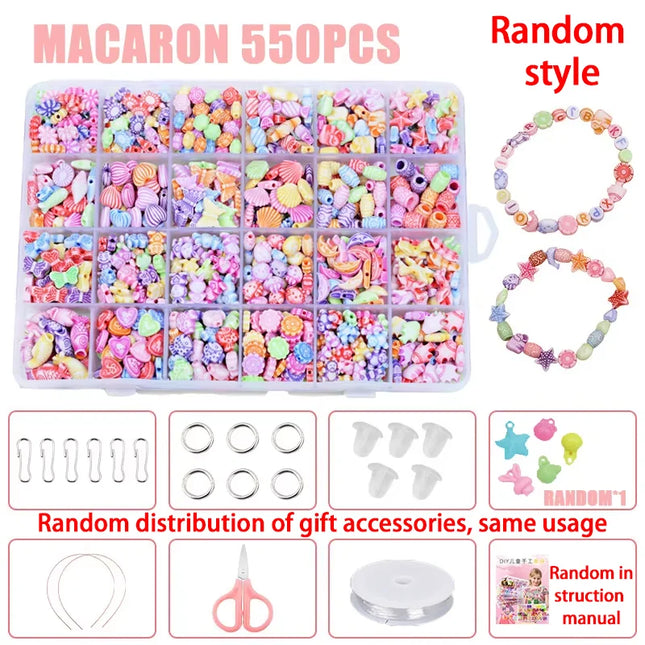 DIY Handmade Beaded Children's Toy Creative Loose Spacer Beads Crafts Making Bracelet Necklace Jewelry Kit Girl Toy Gift