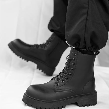 Couple's casual boots four season men's and women's high top leather boots fashion thick soled non slip plus size outdoor boots
