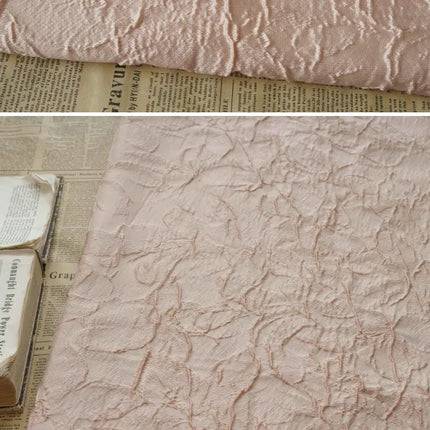 Blush Textured Jacquard Fabric Spring Fall Minimalist Cosmetic Bag Lightweight Elegant Women Sustainable Organic Embossed
