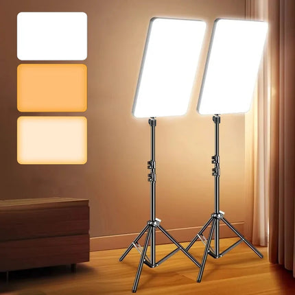 LED Rectangular Video Light Dimmable Continuous Photography Lighting Kit , Long Arm Tripod Stand for Photo Studio Desktop