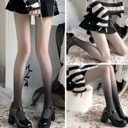 Women Y2K Gothic Gradient Tights Sexy Push-Up Nylon Pantyhose For Kawaii Lolita Stockings Cute