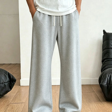 Men's casual wide-leg sweatpants loose fit drawstring waist straight leg suitable for everyday wear and street style