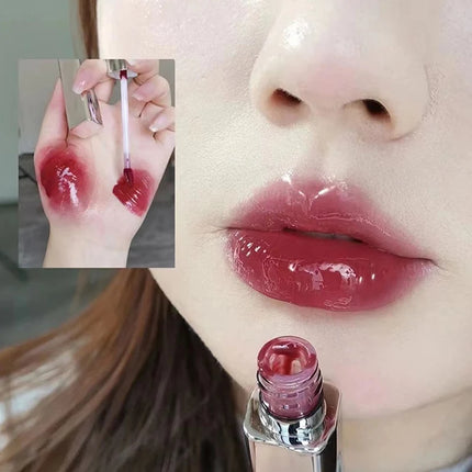 1Pc Moisturizing Color Displaying Watery Shine For Floral Center Mirror Lip Gloss - Bright Non Oily Beautiful Hydrated Lips