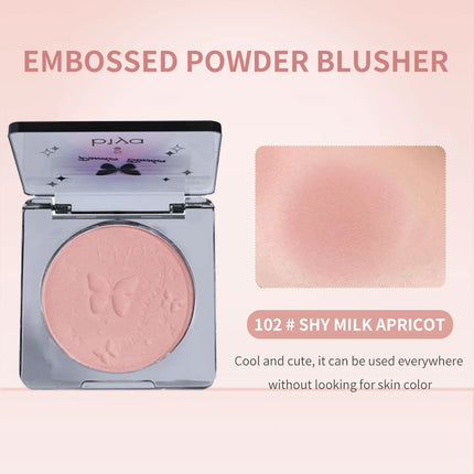 Biya Embossed Monochrome Face Blush Fine Powder Natural Matte Brightening Skin Makeup Blush Palette Rouge