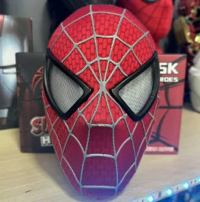 Hot In Stock 1:1 Scale Miles Spider-Man Electronic Mask With Moving Glowing Eyes Ring Control Cosplay Toy Gift For Boys Gift