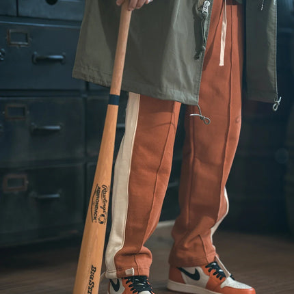 Non Stock 80s Old School Style Two-Tone Sweatpants Mens Cotton Jogging Trousers