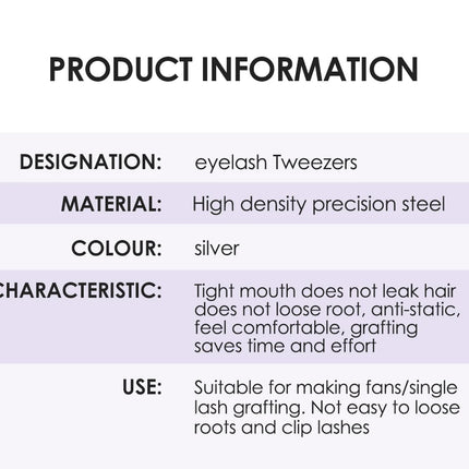 NATUHANA  Eyelash Extensions Tweezers Lash Artists High Precision Stainless Steel Superhard Anti-Static Tweezers Makeup Tools