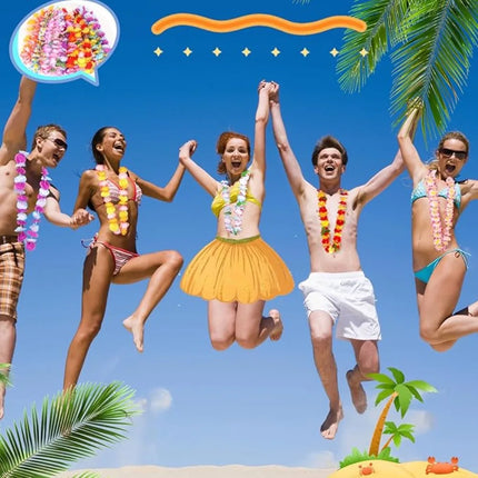 1-120Pcs Hawaiian Leis Luau  Flower Wreath Necklace Artificial Flower Garland Summer Tropical Wedding Birthday Party Decorations