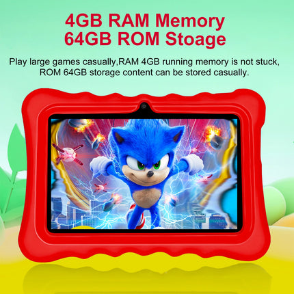 New 7 Inch 4GB RAM 64GB ROM Kids Tablets Quad Core WiFi Android 13 Bluetooth 5 Educational Software Installed Learning Tablet PC
