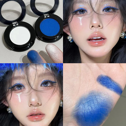 Punk Smoky Red Black Eye Shadow Palette Waterproof Gothic Matte Blue Eyeshadow Tray Women Halloween Eye Pigments Makeup Palette