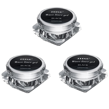 JTING 1/3pcs Professional Black Wave Liner Gel Polish 3D Effect Sticky Diamond Modelling Gel Nail Polish