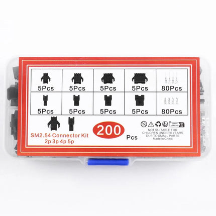 200PCS 2.54mm Pitch 2/3/4/5Pin JST SM Connectors Male and Female Header Plug Housing Pin Connectors Crimp Terminal Adapter