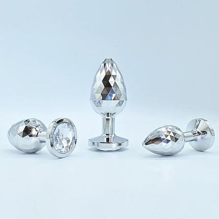 Silvery Stainless Steel Diamond Surface Anal Plug Dildo Crystal Base Butt Plug Analplug Sex Toys For Woman Adult Toys Anal Toys