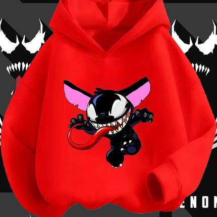 Cute Kawaii Venom Hoodie 3-14Y Boys Girls Autumn Winter Cartoon Street Hot Fashion Outdoor Casual Lovely