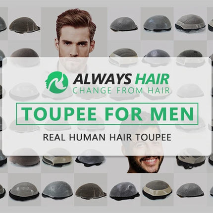 Alwayshair Fine Mono Men Short Toupee 5” Indian Hair Men’s Capillary Prosthesis Monofilament 120 130 Hair System 9x11