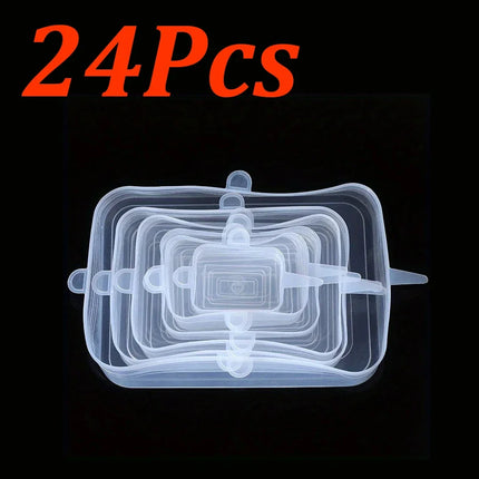 6-24Pcs Food silicone lid Silicone Stretch Lids Reusable Silicone Food Bowl Covers rectangular sealed bowl lid for Food Storage
