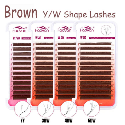 FADVAN Brown YY 3D 4D 5D Lashes W Shape Makeup Fake Eyelashes D/M/L Curl Natural Soft Eyelashes Extensions For Holiday Party
