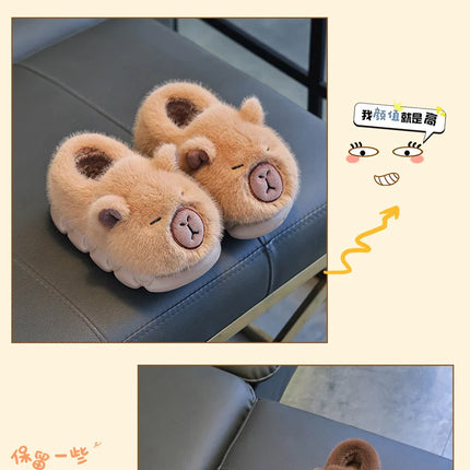 Capybara Winter Children'S Cotton Slippers For Boys And Girls Warm Plush Parent-Child Cotton House Slippers Shoes Gifts