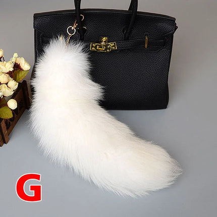 40cm Large Fox Tail Keychain Soft Fluffy Fur Pom Pom Key Chain for Women Handbag Pendant Fashion Plush Animal Tail Keyring