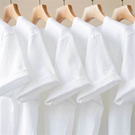 Men's T-Shirt Summer Cotton Tops Women's Solid Color Blank T-Shirts O-Neck Round Collar Short-Sleeve Couple White Top Tees