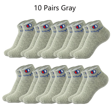 5/10/20 Pairs Men Ankle Socks Cotton Brand Classic Fashion Black White Socks Breathable Mesh Athletic Sports Socks for Summer