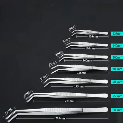 Stainless Multifuctional Steel Elbow Tweezers Aquarium Clip Long Tongs Medical Tweezers Forceps Pet Feeding Tools Non-slip
