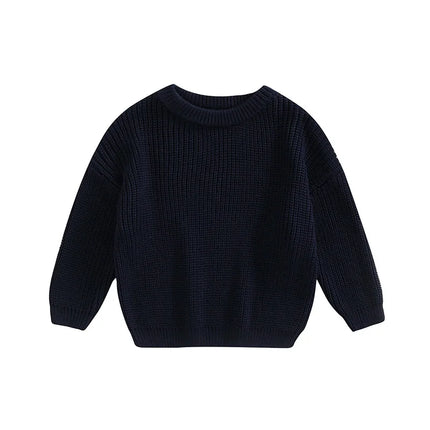 Autumn Winter Newborn Baby Girl Boy Knitted Long Sleeve Sweater Solid Loose Pullover Casual Tops Children Sweater Kids Clothes