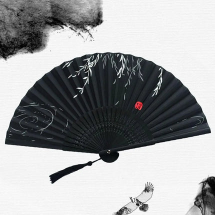 Retro Flower Pattern Home Decoration Elegent Bamboo Folding Fan Chinese Style Painting Handheld Fan Dance Performance Props