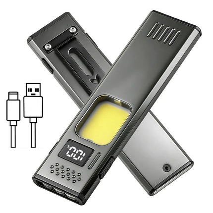 Ultra Thin Mini EDC Flashlight Magnetic LED Torch with Pen Clip USB Rechargeable Pocket Light for Outdoor Camping Hiking Carry