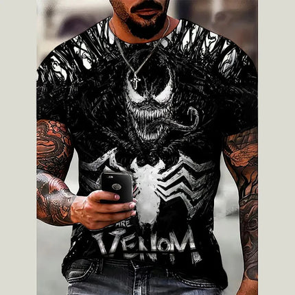 Summer 3D printed men's Marvel Venom men's T-shirt clothing casual T-shirt trendy fashion cool men's streetwear top