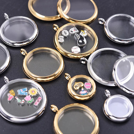 1Pc Stainless Steel Openable Glass Coin Bezel Cremation Urn Locket Pendant Round Reliquary Picture Medaillon кулон Jewelry