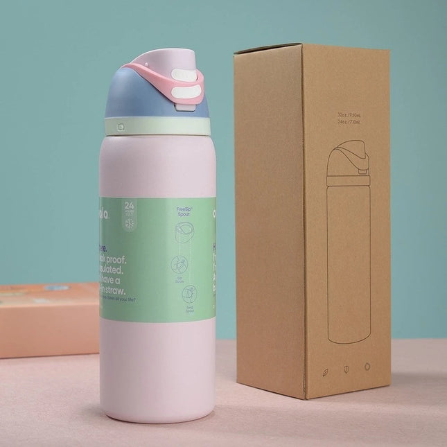 New Iced Bottle Water Bottle Stainless Steel Thermos Cup Cold Straw Iced Coffee Mug Sports Kidsren's Water Cup24Oz 32 Oz